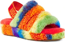 UGG Women's Fluff Yeah Slide Cali Collage -Winter Shoes Shop ugg womens fluff yeah slide cali collage rainbow stripes 1120002 rstr 40335.1622215281